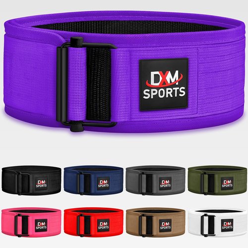 DXM SPORTS Self-Locking Weight Lifting Belt - Men Women Gym Fitness Strength Training, Bodybuilding Powerlifting Weightlifting Workout, Deadlift Squat, Pro Exercise Belt (Purple, XX-Large)