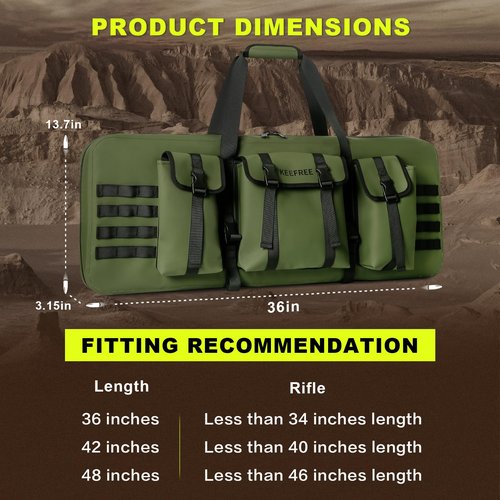 KEEFREE Long Hunting Bag 36" Tactical Backpack Gun Bag for Hunting Hiking Fishing Shooting Range with Watertight Zipper (36" Green Bag fits 34" Rifle)