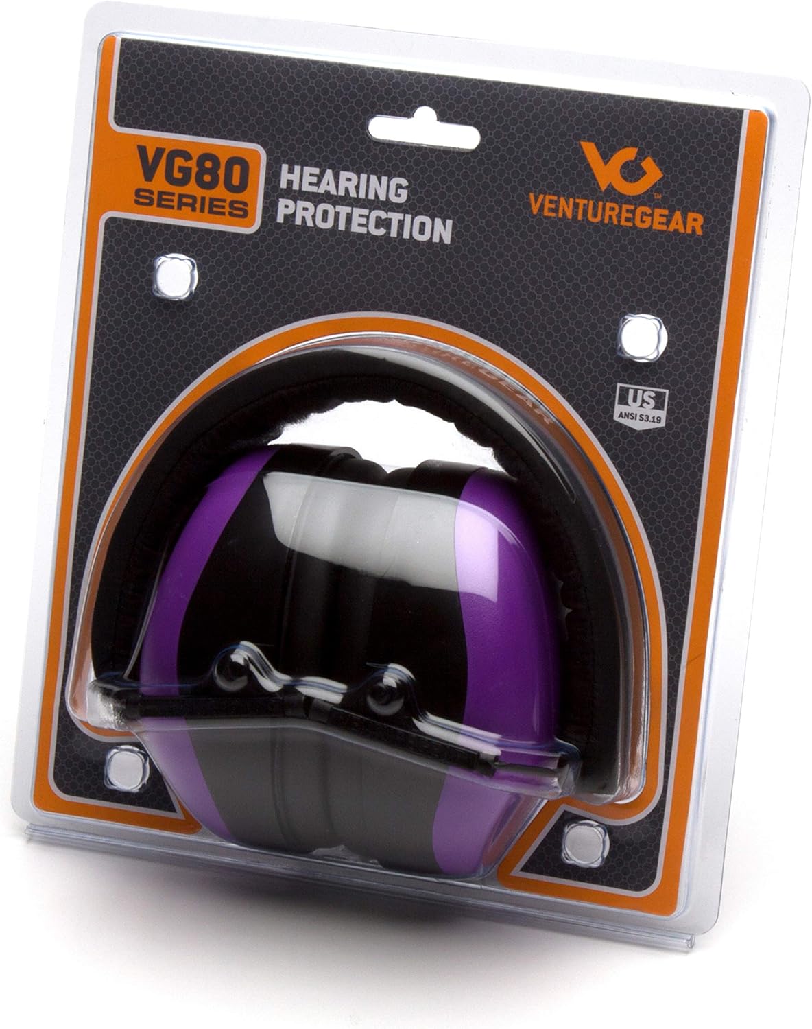 Venture Gear VG80 Series Adult Hearing Protection Earmuff, Hi Vis Orange, VG Clamshell (Model: VGPM8041C)