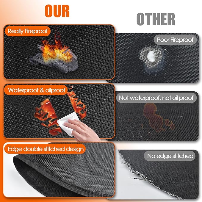 Fire Pit Mats for Under Fire Pit Compatible with Solo Stove Accessories Compatible with Solo Stove, 3-Layer Fireproof Under Grill Mats for Outdoor Grill to Protect The Deck, Patio, 47in