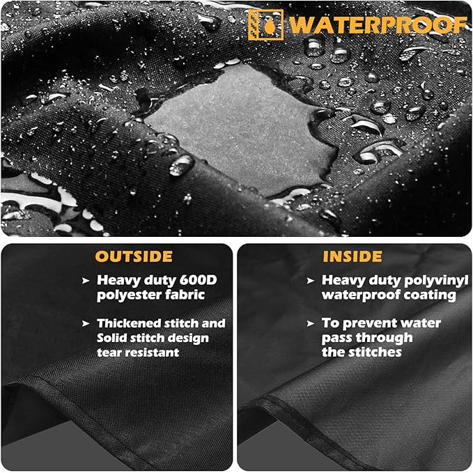 Grisun 7138 Premium Grill Cover for Weber Spirit 200 Series, Spirit E210, S210, E210, 215 Grills, Anti-Fade Waterproof UV-Resistant Gas Grill Cover, Heavy Duty BBQ Cover, 48 inches, Black