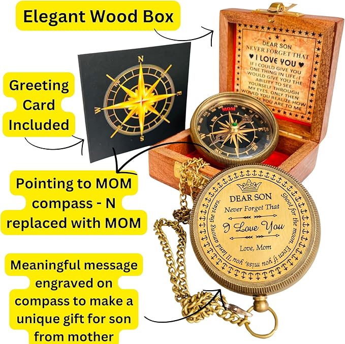Inspiration Gift for Men Women Engraved Compass - Go Confidently - Thoreau Quote, You're Awesome Employee, Coworker Meaningful Gift for him her