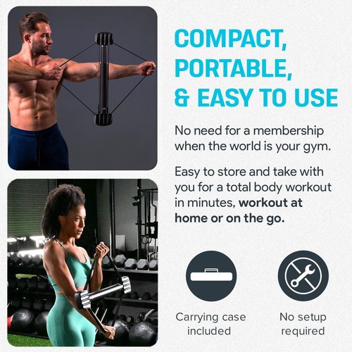 Bullworker X5 Pro 28" - Isometric Exercise Equipment, Strength Training Portable at Home Gym Equipment for Back, Shoulder, Biceps, Triceps, Abs, Chest and Arms, Home Workout Exerciser for Men & Women