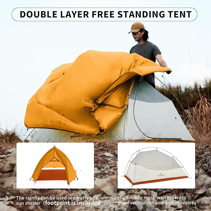 Naturehike Cloud-Up 1 Person Tent, Lightweight Backpacking Tents for One Man, Waterproof Ultralight One Person Tent for Camping Hiking Backpacking