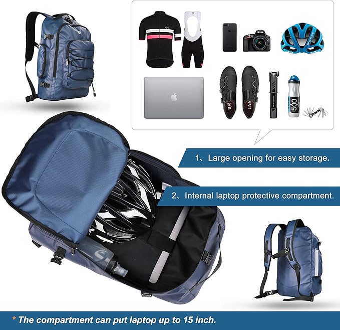 HUNTVP 3 in 1 Bike Pannier Bag - Rack Saddle Backpack Rear Seat Shoulder Laptop Cargo Rack Bicycle Bag with Rain Cover