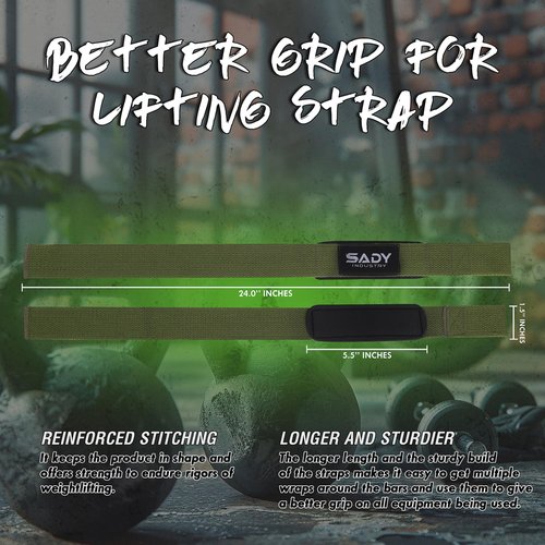 Lifting Wrist Straps for Weightlifting, Weight Lifting Straps Gym Power Workouts Lifting Straps Padded Cotton Men Women Supportive Lift Deadlift Strap (Olive Green)