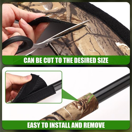 TOBWOLF 4PCS Tree Stand Rail Pads, Wood Camouflage Replacement Shooting Rail Pads Easy to Disguise, Treestands Shooting Rail Cover for Tripod Deer Hunting Climbing Stand Treestand Ladder