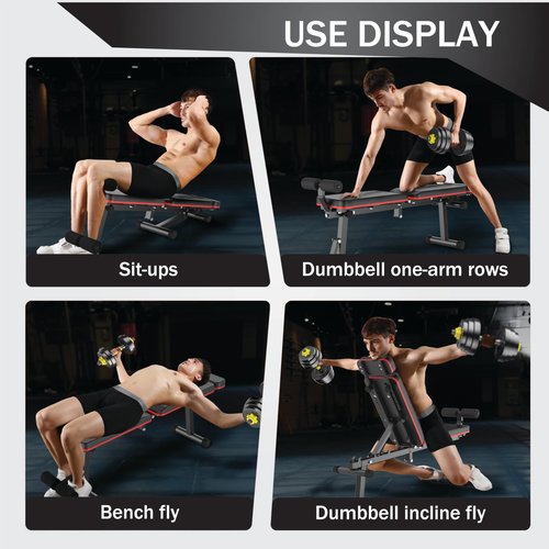 EASY BIG Adjustable Weight Bench, Foldable, Incline/Decline/Flat, Full Body Workout, Extended Head Design, 660 lbs/300 kgs Capacity