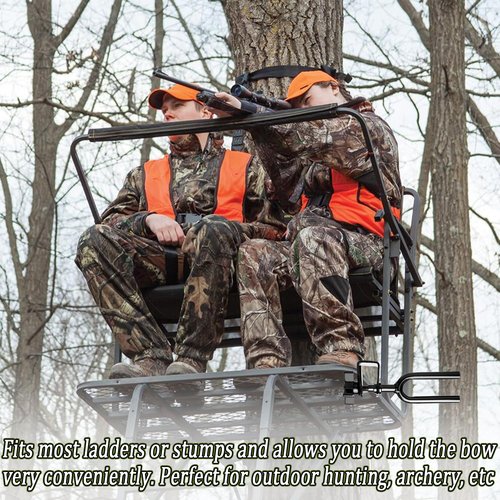 Bow Holder Treestand Bow Hangers,Portable Tree Stand Bow Holder for Hunting,Universal Treestand Bow Rest with Adjustable Knob, Easy Installation and Durable for Outdoor Hunting Gear Accessories