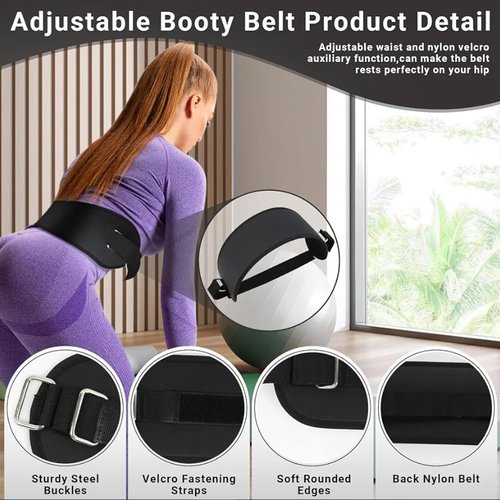 RASHIFY Hip Thrust Belt - Adjustable Fitness Belt for Dumbbells, Kettlebells, Weight Plates, Booty Trainer for Women, Glute Workout Equipment Slip-Resistant Padding for Hip Protection – Perfect for Gym, Home (Black)