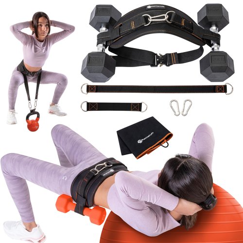 Hip Thrust Belt for Women & Men – Heavy Duty Glute Workout Equipment for Dumbbell, Kettlebell & Plates Up to 300 lbs – Weighted Dip Belt – Hip Thrust Band for Home & Gym