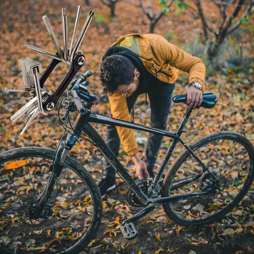 NIPNSCI Bike Chain Tool, Bike Tire Levers, Bike Tire Repair Kit, Chain Breaker, Bike Tire Repair Kit, Skate Tool, Tire Iron, Tire Spoons, Bike Multitool, Bike Tool Kit, Black
