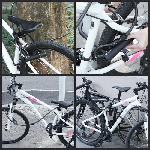 Sportneer Bike U Lock - 18mm Shackle Heavy Duty Bike Lock with 6ft Security Cable - Bicycle U-Locks with Sturdy Mounting Bracket for Road, Mountain, Electric and Folding Bike, Size 9.85''x6.3''