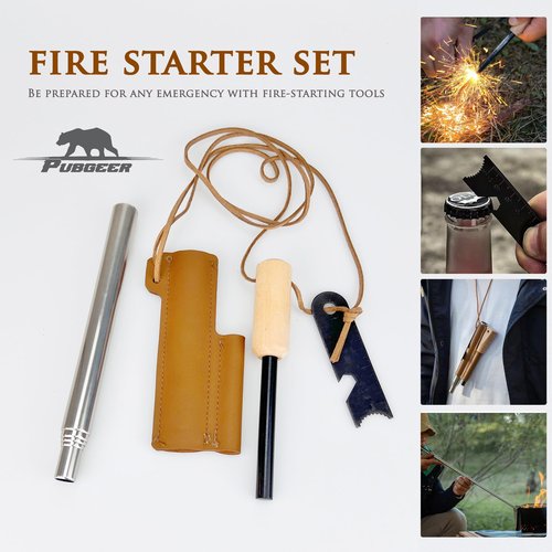 Pubgeer Portable Bushcraft Cooking Gear, Survival Cooking Kit, Canteen Cook Set, Wild Survival Equipment, Portable Cookware, Campfire Cooking Mess kit, Self Reliance, Solo Camping Cooking Kit
