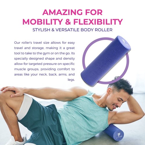 FitOn - 12"x4" Travel Sized Recovery Roller & Sculpt Resistance Bands Bundle - Workout Equipment Set for Gym and Home Exercise - Workout with Non-Slip Exercise Bands & Durable Foam Roller Set