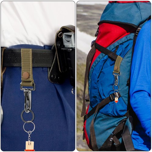NQEUEPN 2pcs Heavy Duty Belt Key Holders, Duty Belt Loop Keeper Clip with Metal Snap and Nylon Molle Strap Fits 1.5-2.25 inch Wide Belts Key Ring Clip Keychain Gear Organizer Accessories