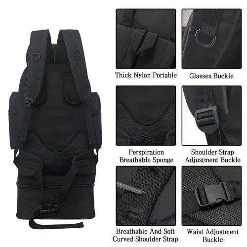 Lizbin 100L Camping Hiking Backpack, Military Tactical Backpack Molle Rucksack, Extra Large Hiking Backpack, Water Resistant Hiking Daypack, Outdoor Sports Backpack, Adjustable Sport Bags (Black)