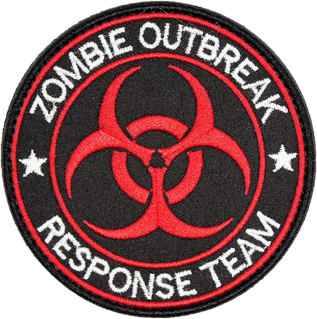 Zombie Outbreak Response Team Patch Biohazard Patches Embroidered Applique Hook&Loop Patch Tactical Patch(Black+Green)