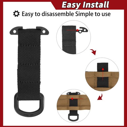 SIVIGEAR Tactical Gear Clip with D Ring Hook, T-Mount Molle Key Clip, Plastic Carabiner for Belt, Glove, and Outdoor Accessories