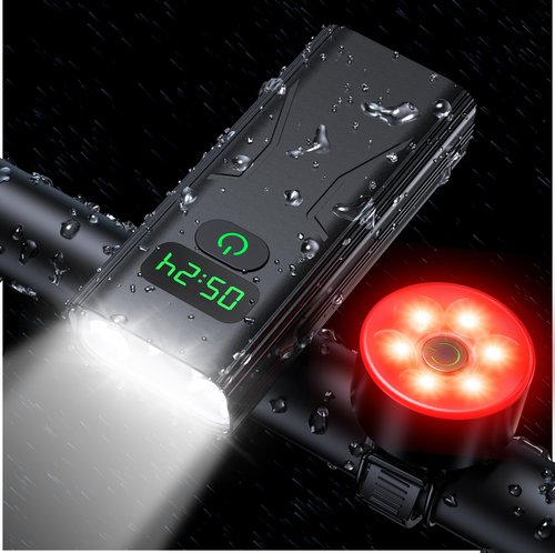 Roagoway Bike Lights for Night Riding, 6000 Lumens Bicycle Lights Front and Rear, IPX6 Waterproof, and All-Aluminum Construction. Suitable for Mountain, Country Roads, and City Riding