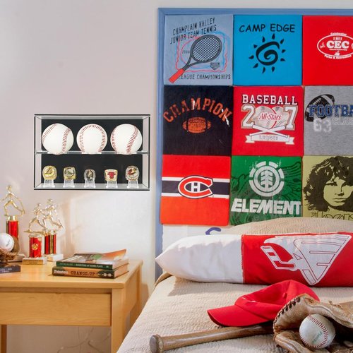 Acrylic Championship Ring & Baseball Dual Function Display Case, Swap Insert Wall Mountable, Gifts for Boys 8-12