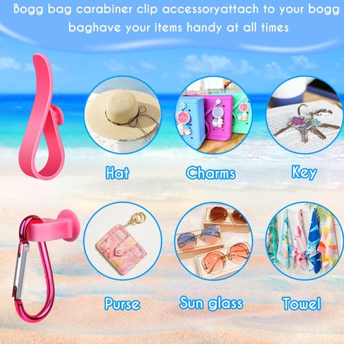 AIERSA Inserts Hooks Accessories for Bogg Bag,Charms Key Holder Carabiner for Bogg Bags,Pouch Earphone Tassel Keychain Holder Attachment Compatible with Simply Southern Rubber Beach Bags -Red