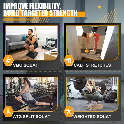 MIUONO Slant Board, Calf Stretcher Slant Board for Calf Stretching, Squats, Knees Over Toes, Weightlifting, and Fitness, Larger Board Capability for More Professional Workout