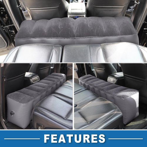 A ABSOPRO Car Mattress Sleeping Mat Comfortable Rear Seat Air Bed Gap Pad for Napping Travel Gray