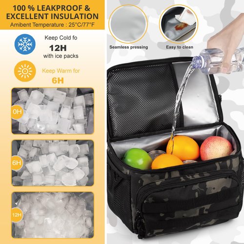 Tactical Double Deck Cooler Backpack for Men,Large Lunch Backpack with 2 Compartment,Soft Cooler Bag Water-Resistant Leak Proof Cooler Bag Beach Picnic