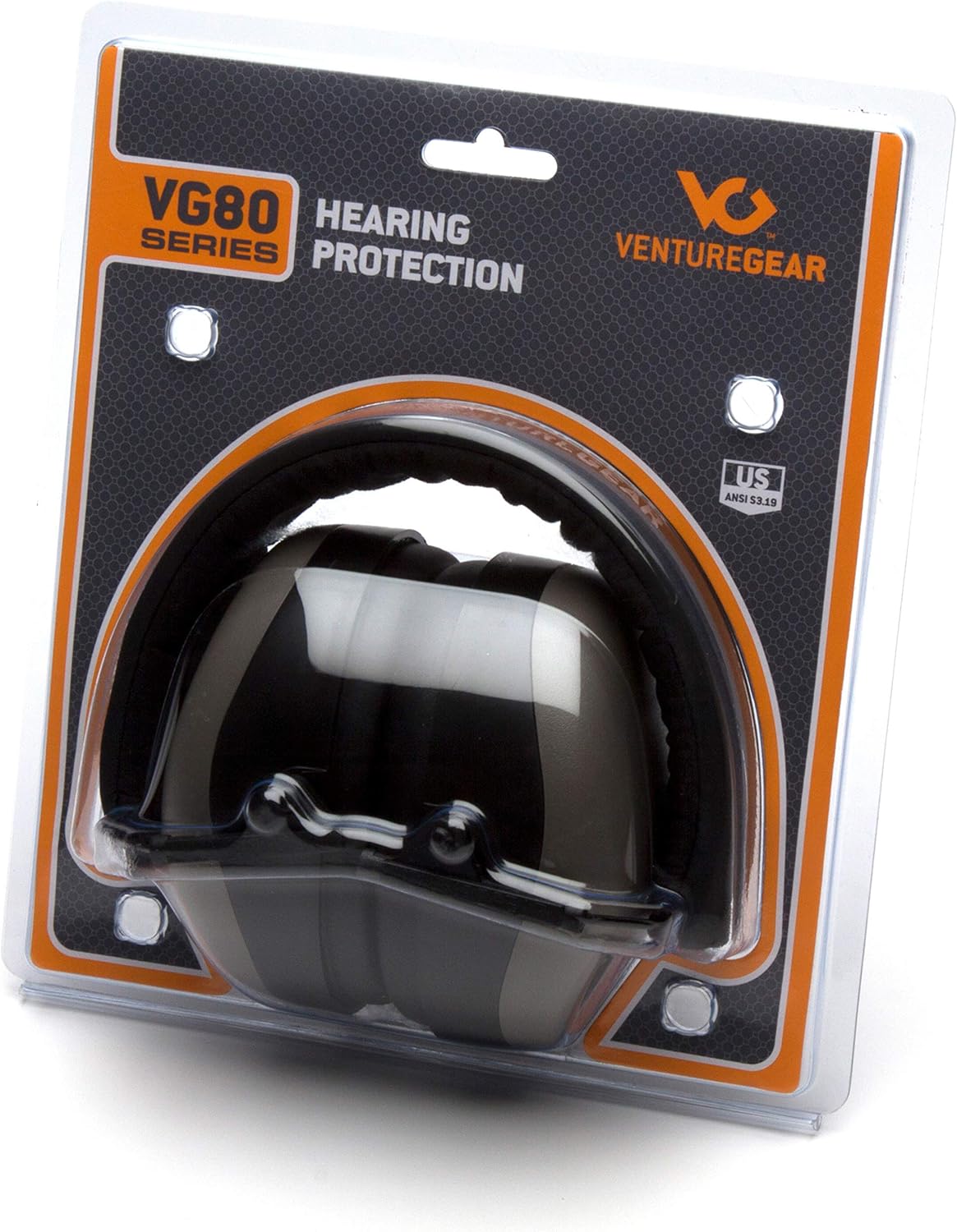 Venture Gear VG80 Series Adult Hearing Protection Earmuff, Hi Vis Orange, VG Clamshell (Model: VGPM8041C)