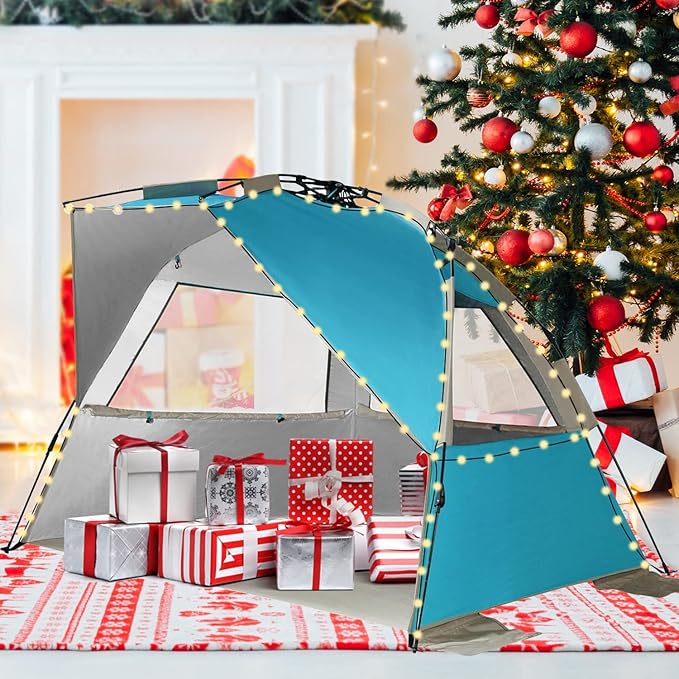 G4Free Easy Set up Beach Tent Deluxe XL, Pop up Sun Shelter for 3-4 Persons with UPF 50+ Protection Beach Shade with Extended Floor