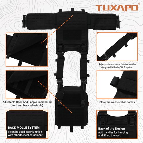 Tuxapo Tactical Molle Vest Laser Cutting Modular Lightweight Quick Release Adjustable Vests