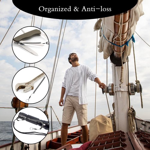 Dimeho Retractable Safety Coiled Lanyard, 3 Pcs Heavy Duty Fishing Lanyard Fishing Rod Tether Accessories Tackle Fishing Ropes Tool with Aluminium Alloy Clip for Pliers Boating Kayak (Black)