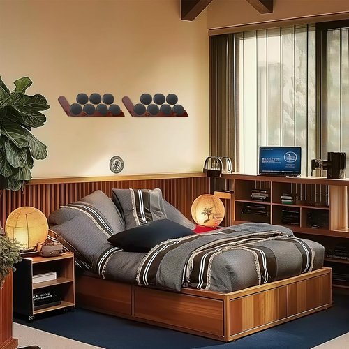 LyunZiS 2 Pack Hockey Puck Display Case for Father's Day Gifts, Wooden Wall Mount Holder with Hooks - Hockey Puck Holder Living Room Stick Decor Accessory for Player Team Gift - Brown
