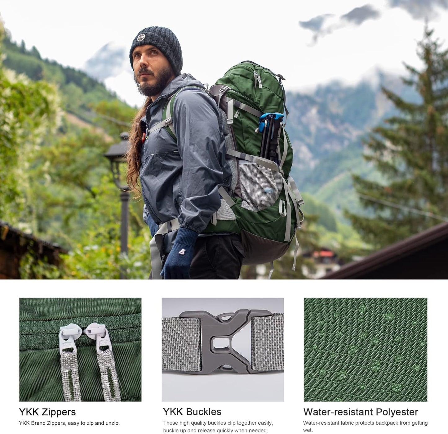 MOUNTAINTOP 70L Internal Frame Backpack Camping Backpacking Hiking Backpack for Men Women with Rain Cover