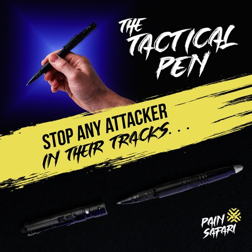Self Defence Tactical Pen | Battery-Powered Multitool Heavy Duty Military Pen | Featured Flashlight + Glass Breaker + Bottle Opener + Ink Refills | Compact & Concealable Personal Protection