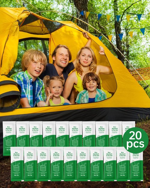 Poo Gel for Portable Toilet, 80 Eco Camping Toilets Pee Powder Deodorizer Urine Pee Absorbent Liquid Solidifier for Adult Porta Potty Bucket Toilet Outdoor Camping Hiking Emergency