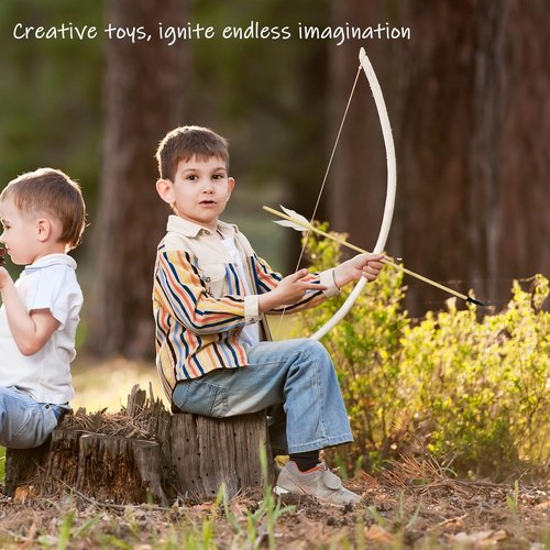 Basbon 16 Pcs Wooden Feather Arrows Soft Rubber Tips, 17 Inch Handmade Wooden Toy Arrow for Kids and Beginners, Archery Bows Outdoor Play Cosplay Costume Decoration