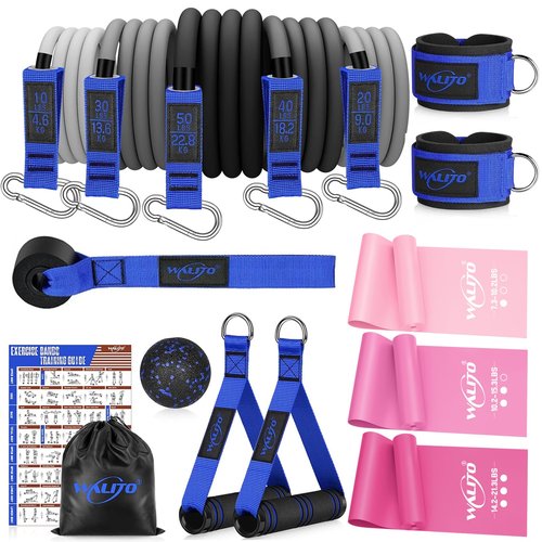 WALITO 150LBS Resistance Bands and 4.9FT Yoga Bands, Exercise Bands for Women and Men, Workout Bands for Physical Therapy, Stretch, Recovery, Pilates, Rehab, Strength Training and Home Gym…