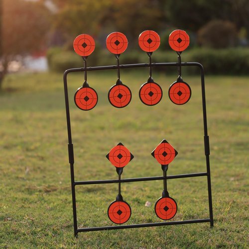 Metal Target, Backyard BB Target, Automatic Reset, Round, Iron, Portable Design, Suitable for Home Garden, Lawn, Farm, Patio, Backyard(Round) (Twelve)