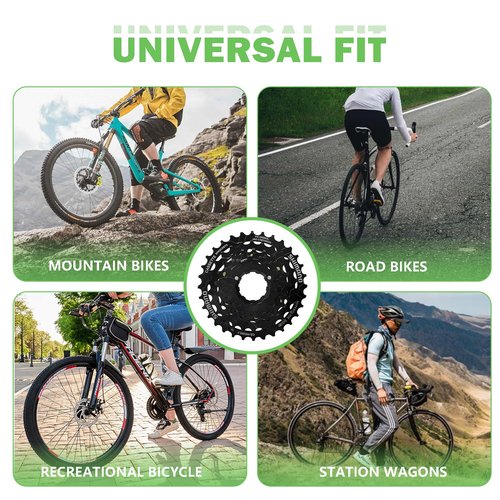 Relwears Bike Cassette 7 Speed CS-HG200 Bike Sprocket 12-32T for Mountain Bike Folding Bike, Black