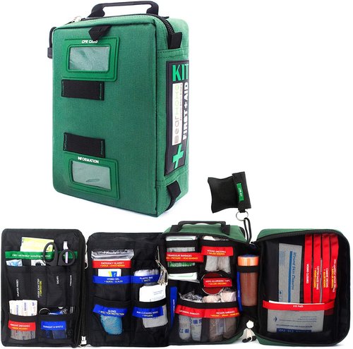 255PCs Compact First Aid Kit Emergency Survival Trauma Kit Medical Kit with Labeled Compartments for Boat Car Camping Hiking Travel & Backpacking