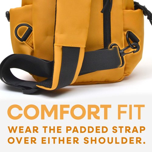 Nupouch Lightweight Yellow Sling Bag for Men and Women - Anti Theft Womens and Mens Crossbody Bag with Reflective Zipper