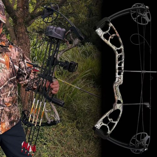 PANDARUS Archery Compounnd Bow Set Fully Adjustable for Adults and Teens,25.4"-32" Draw Length,30-70LBS Draw Weight,Up to 320 FPS,Limbs Made in USA 2025 New(Right Handed Pro Black)