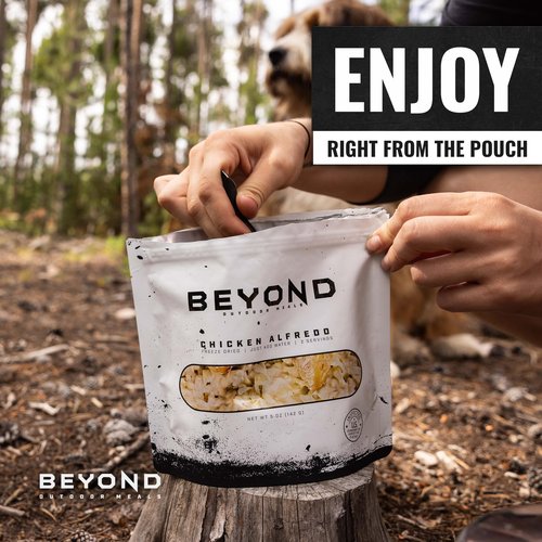Beyond Outdoor Meals Chicken Alfredo | Freeze Dried Camping & Backpacking Food | High Protein Meals | Just Add Water