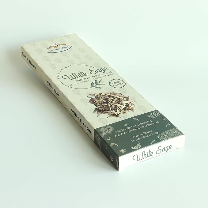 White Sage Incense Sticks - Traditional Handcrafted Masala Incense - 42 to 50 Sticks Approx.