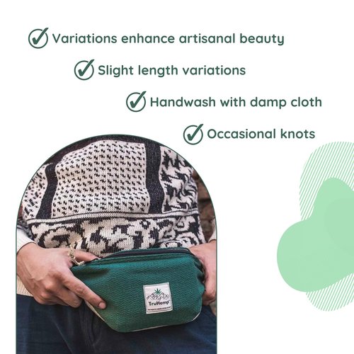 TruHemp Hemp Fanny Pack, Green – Adjustable Strap Multi-Pocket Waist Bag for Travel, Festivals, and Hiking