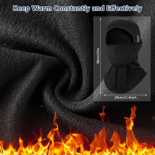Eurzom 3 Pcs Winter Balaclava for Men Women Moveable Ski Face Mask with Reflective Stripe Windproof Thermal Scarf Mask(Black)