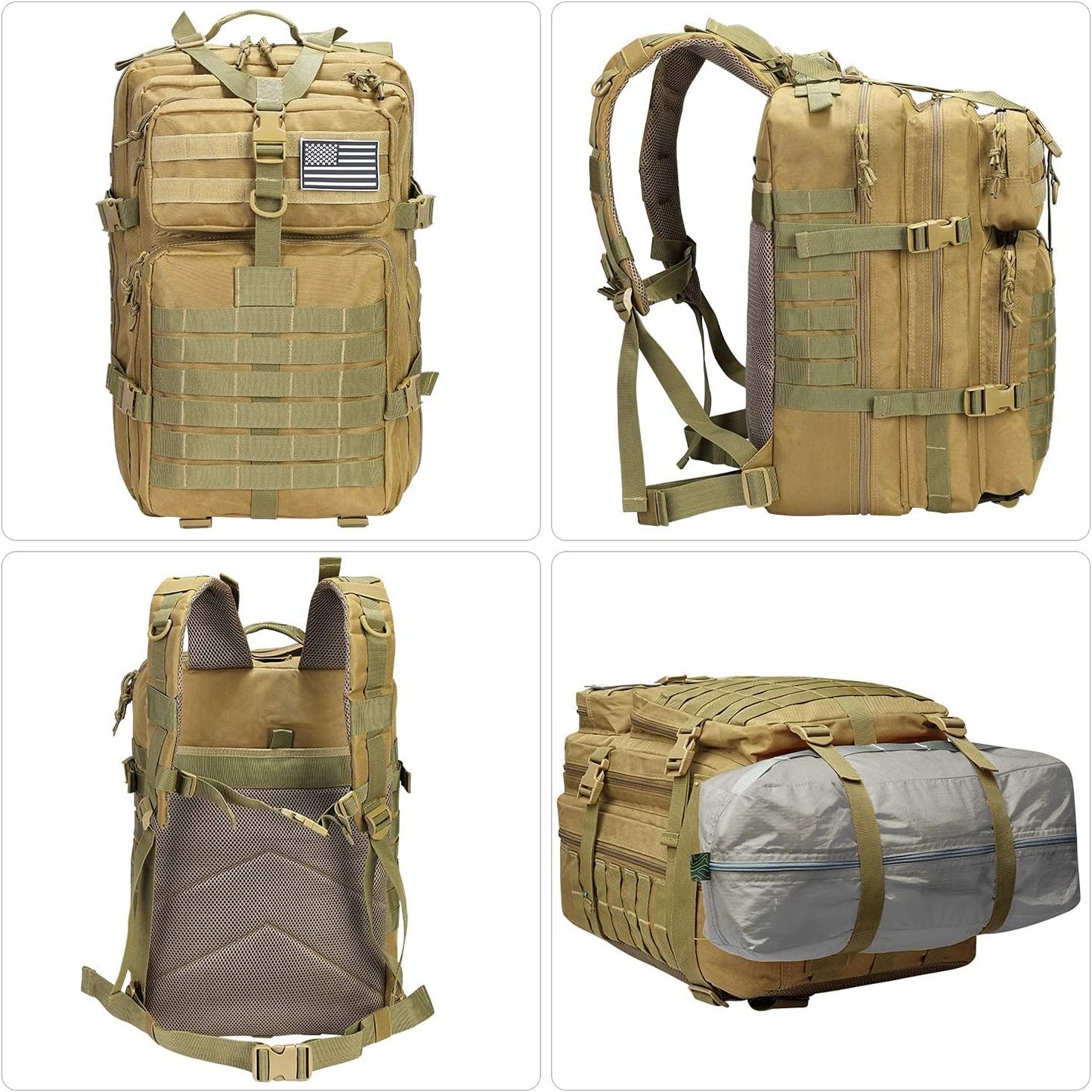 Prospo Military Tactical Backpack Large Fishing Tackle Backpack 3 Day Assault Survival Pack Molle Bag for Men