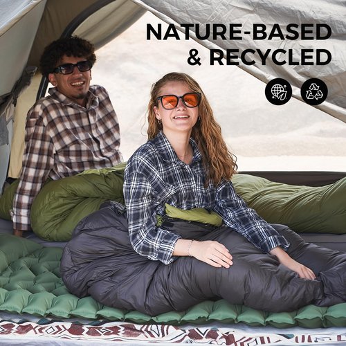 ATEPA Elements 450 Down Sleeping Bag for Adults, 700FP Recycled Mummy Cold Weather Ultralight 3 Season Compact Packable Sleeping Bag with 15D Nylon Shell for Backpacking Camping Hiking, 42.8℉ Green